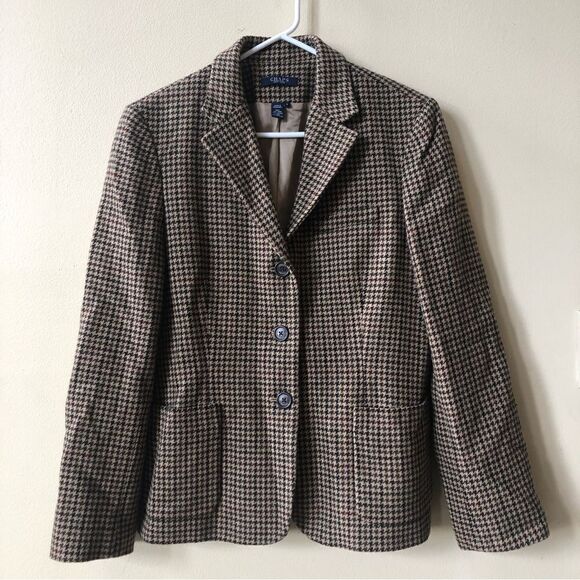Chaps Houndstooth Wool Blend Blazer Size 12 - Picture 1 of 3